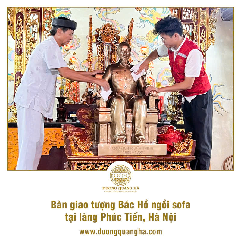 BÀN GIAO TƯỢNG BÁC HỒ NGỒI GHẾ SOFA CAO 1M07 TẠI HÀ NỘI