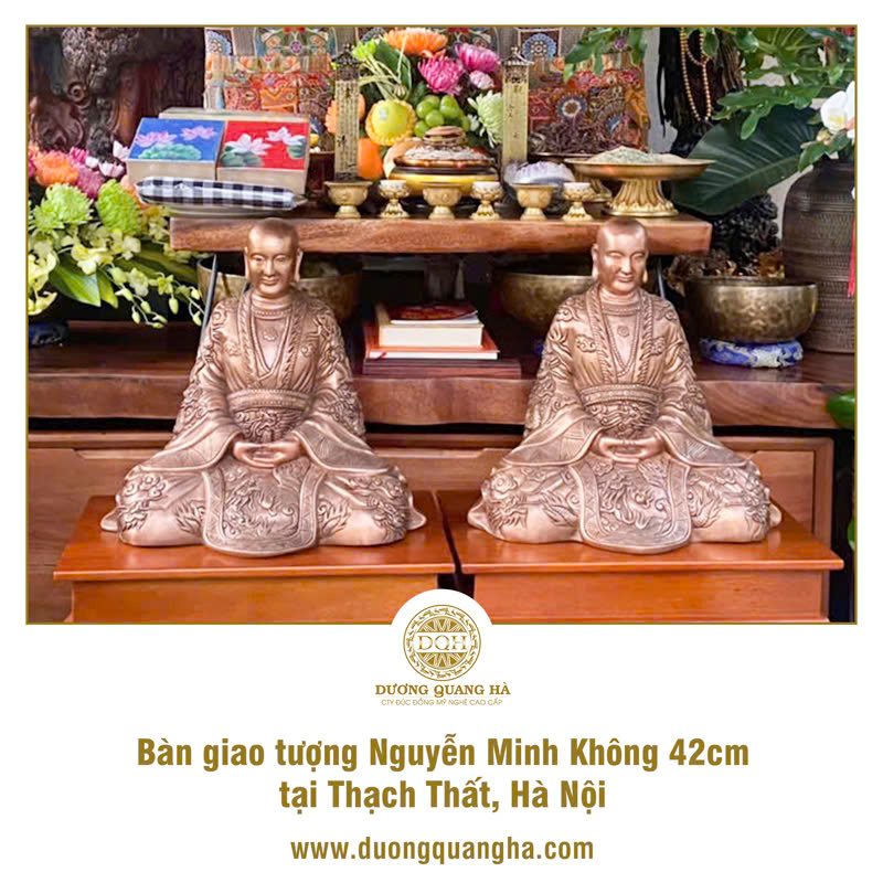 BÀN GIAO TƯỢNG QUỐC SƯ NGUYỄN MINH KHÔNG CAO 42CM TẠI THẠCH THẤT, HÀ NỘI