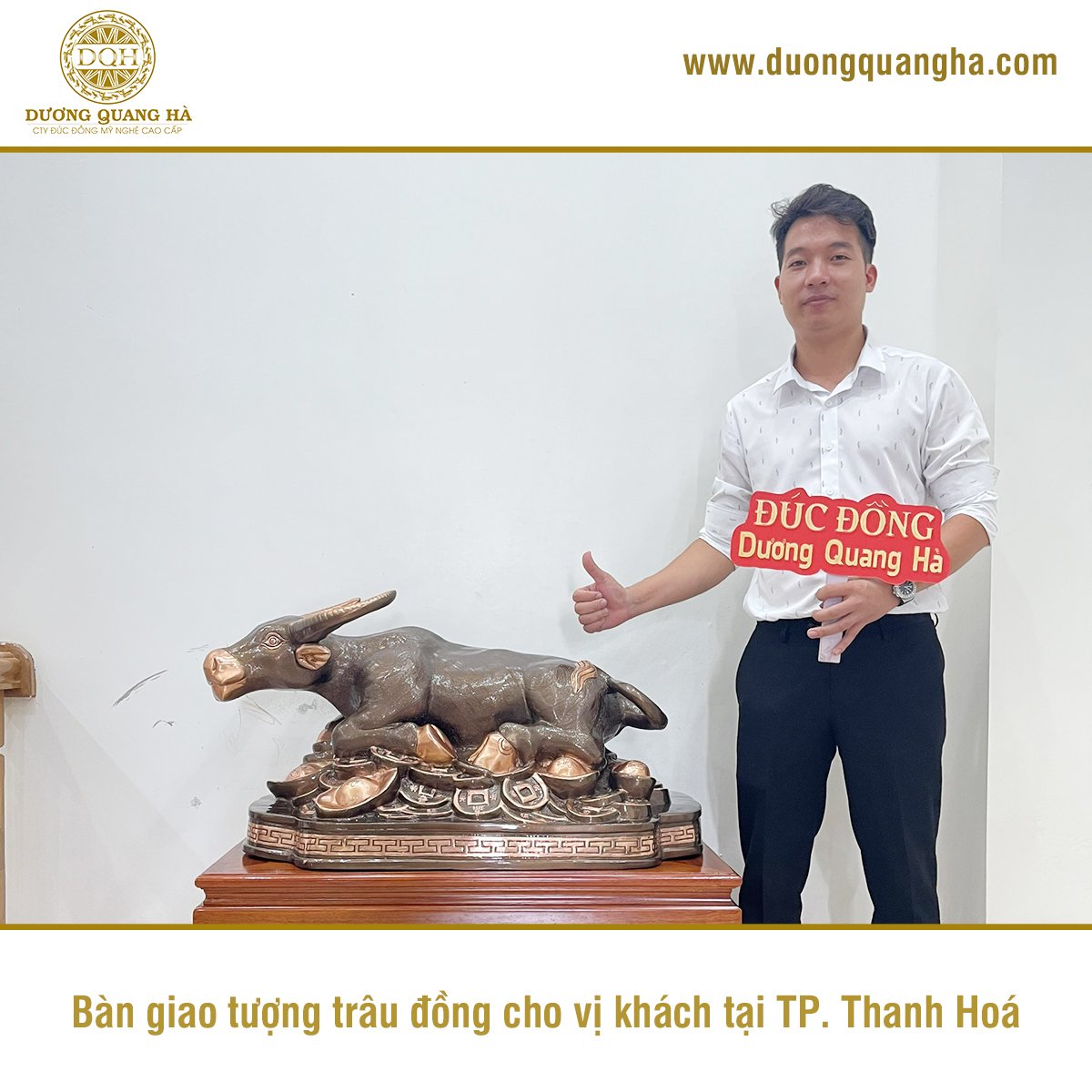 BÀN GIAO TƯỢNG TRÂU ĐỒNG CHO KHÁCH HÀNG Ở THANH HÓA