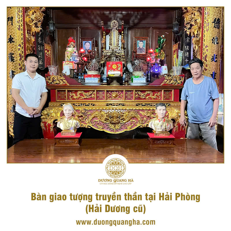 BÀN GIAO TƯỢNG TRUYỀN THẦN CỤ ÔNG CỤ BÀ DÁT VÀNG TẠI HẢI PHÒNG (HẢI DƯƠNG CŨ)