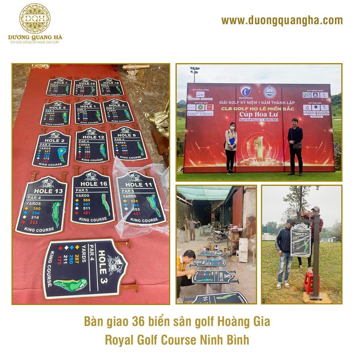 BÀN GIAO VÀ LẮP ĐẶT 36 BIỂN SÂN GOLF CHO SÂN GOLF HOÀNG GIA - ROYAL GOLF COURSE NINH BÌNH