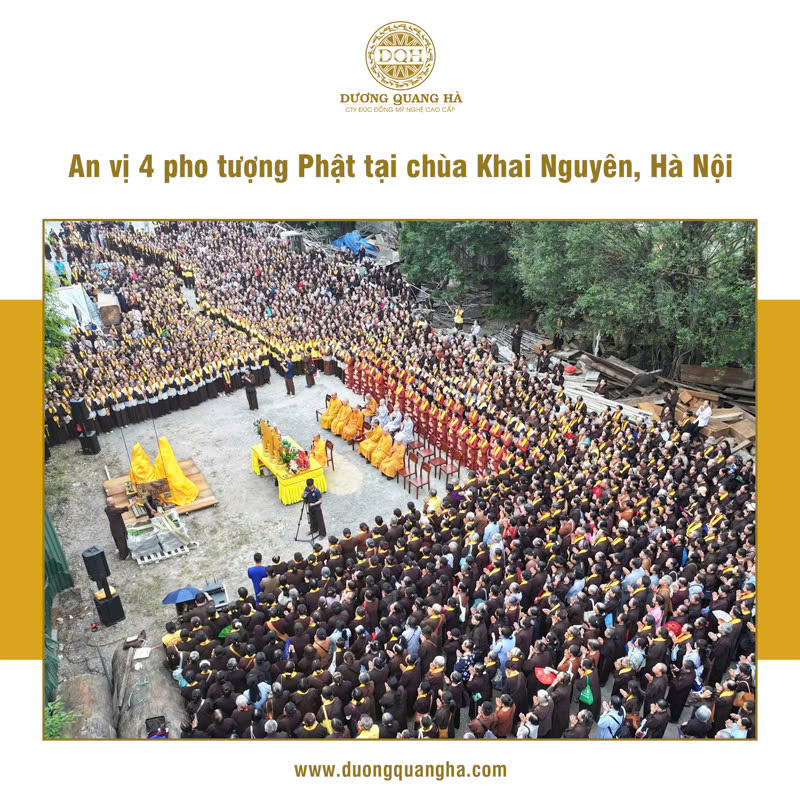 HOÀN THÀNH ĐÚC VÀ AN VỊ 4 PHO TƯỢNG PHẬT CAO 1M27 TẠI CHÙA KHAI NGUYÊN, HÀ NỘI