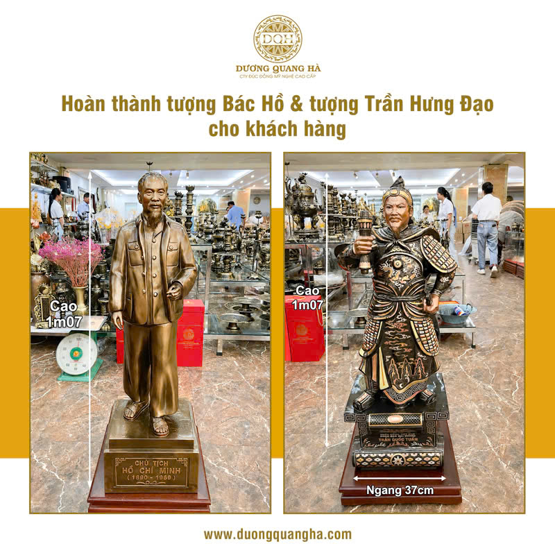 HOÀN THÀNH TƯỢNG BÁC HỒ 1M07 VÀ TƯỢNG TRẦN HƯNG ĐẠO 1M07 CHO KHÁCH HÀNG