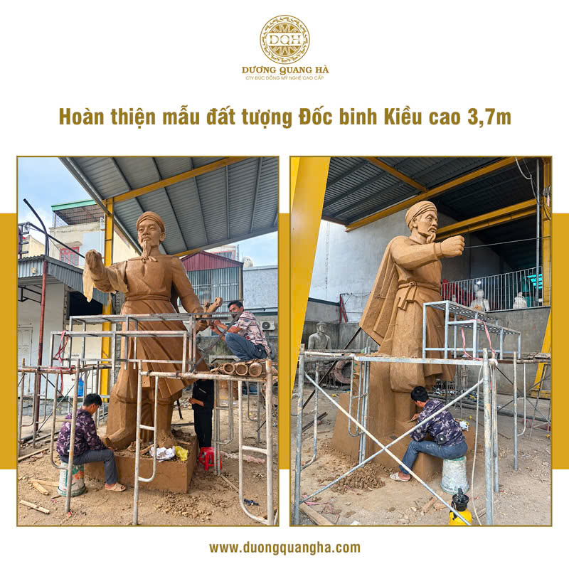HOÀN THIỆN MẪU ĐẤT TƯỢNG ĐỐC BINH KIỀU CAO 3,7M