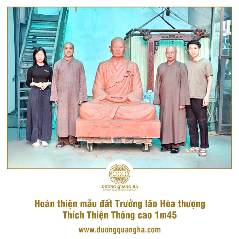 HOÀN THIỆN MẪU ĐẤT TƯỢNG TRƯỞNG LÃO HÒA THƯỢNG THÍCH THIỆN THÔNG CAO 1,45M