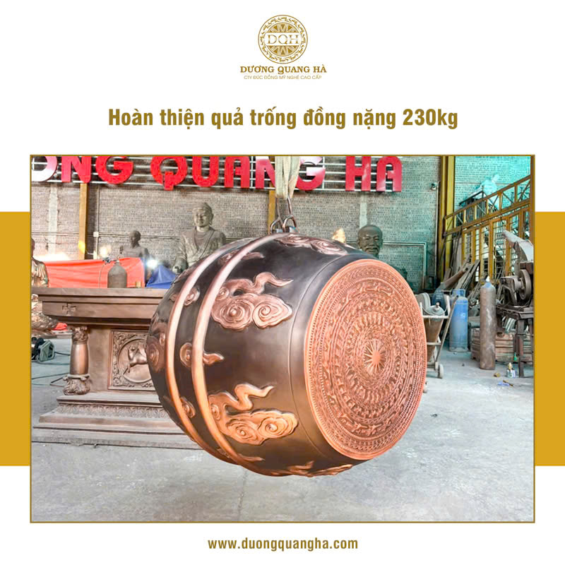 HOÀN THIỆN TRỐNG ĐỒNG NẶNG 230KG TREO TẠI ĐỀN BẢO HÀ