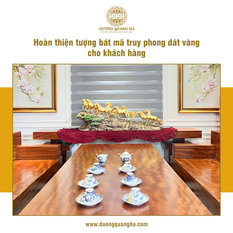 HOÀN THIỆN TƯỢNG BÁT MÃ TRUY PHONG DÁT VÀNG - TÁC PHẨM ĐỒNG MỸ NGHỆ ĐẲNG CẤP