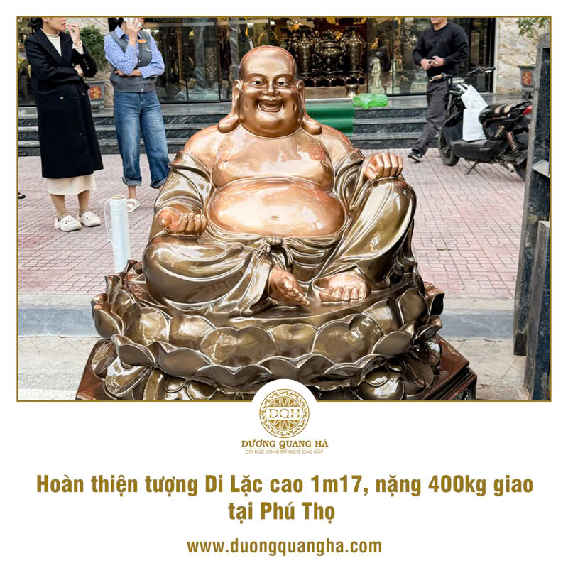 HOÀN THIỆN TƯỢNG PHẬT DI LẶC CAO 1M17, NẶNG 400KG CHO KHÁCH PHÚ THỌ