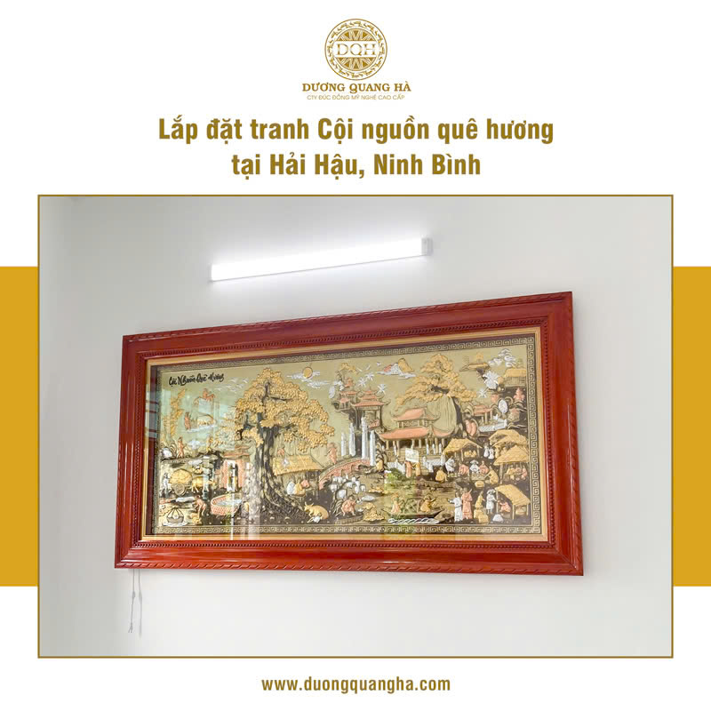 LẮP ĐẶT TRANH CỘI NGUỒN QUÊ HƯƠNG 2,3M × 1,2M TẠI HẢI HẬU, NINH BÌNH