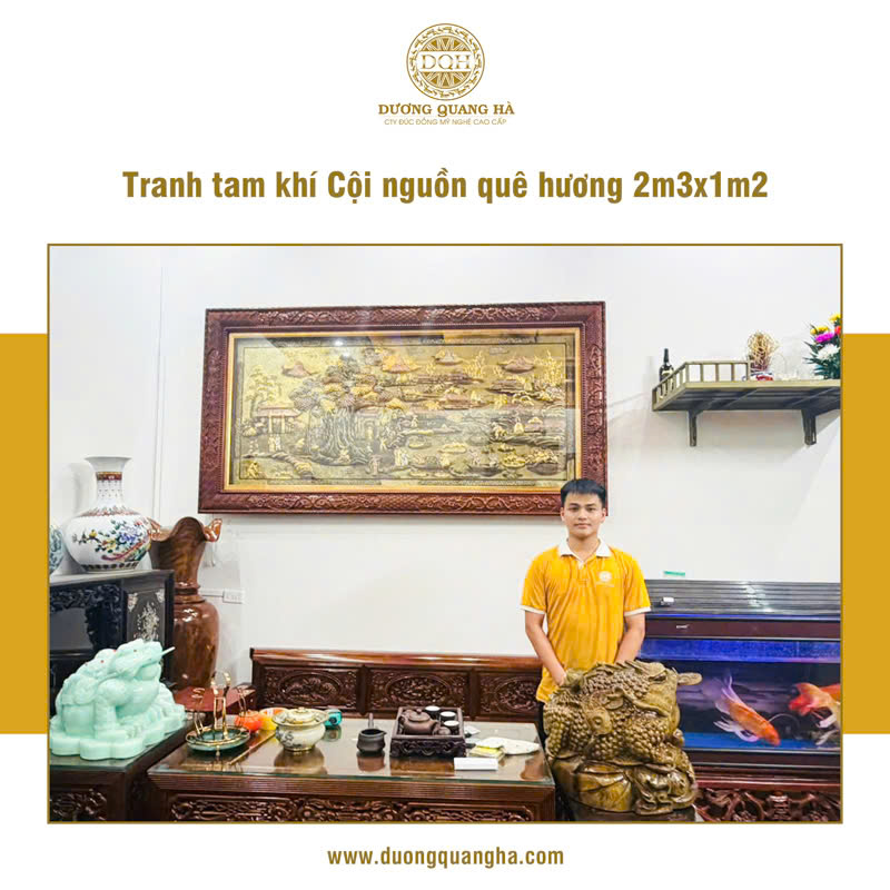 LẮP ĐẶT TRANH CỘI NGUỒN QUÊ HƯƠNG 2M3 X 1M2 CHO KHÁCH HÀNG Ở BÌNH LỤC, HÀ NAM (CŨ)