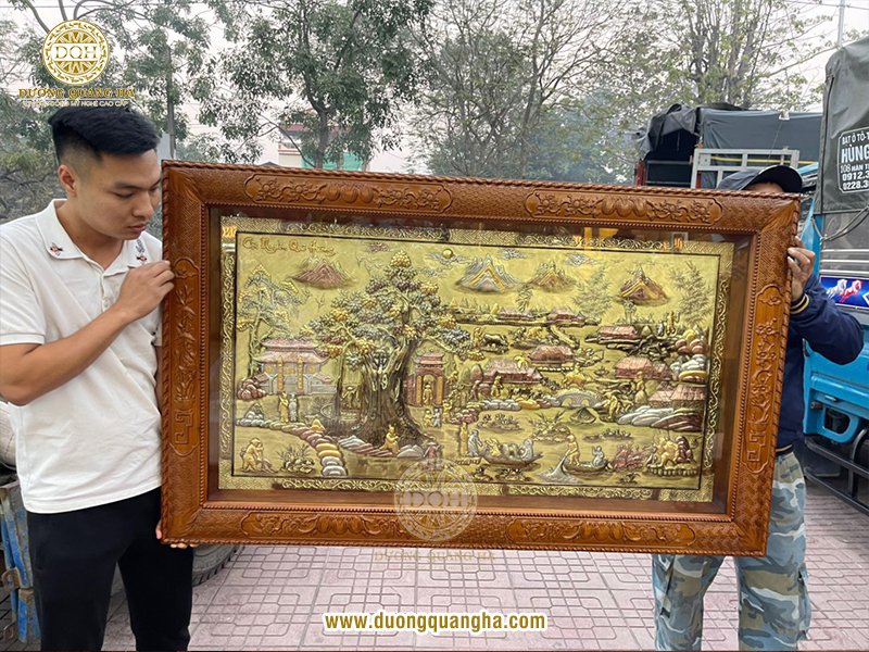 Tranh đồng quê bằng đồng - Tái hiện hình ảnh đặc trưng của làng quê Việt Nam thời xưa