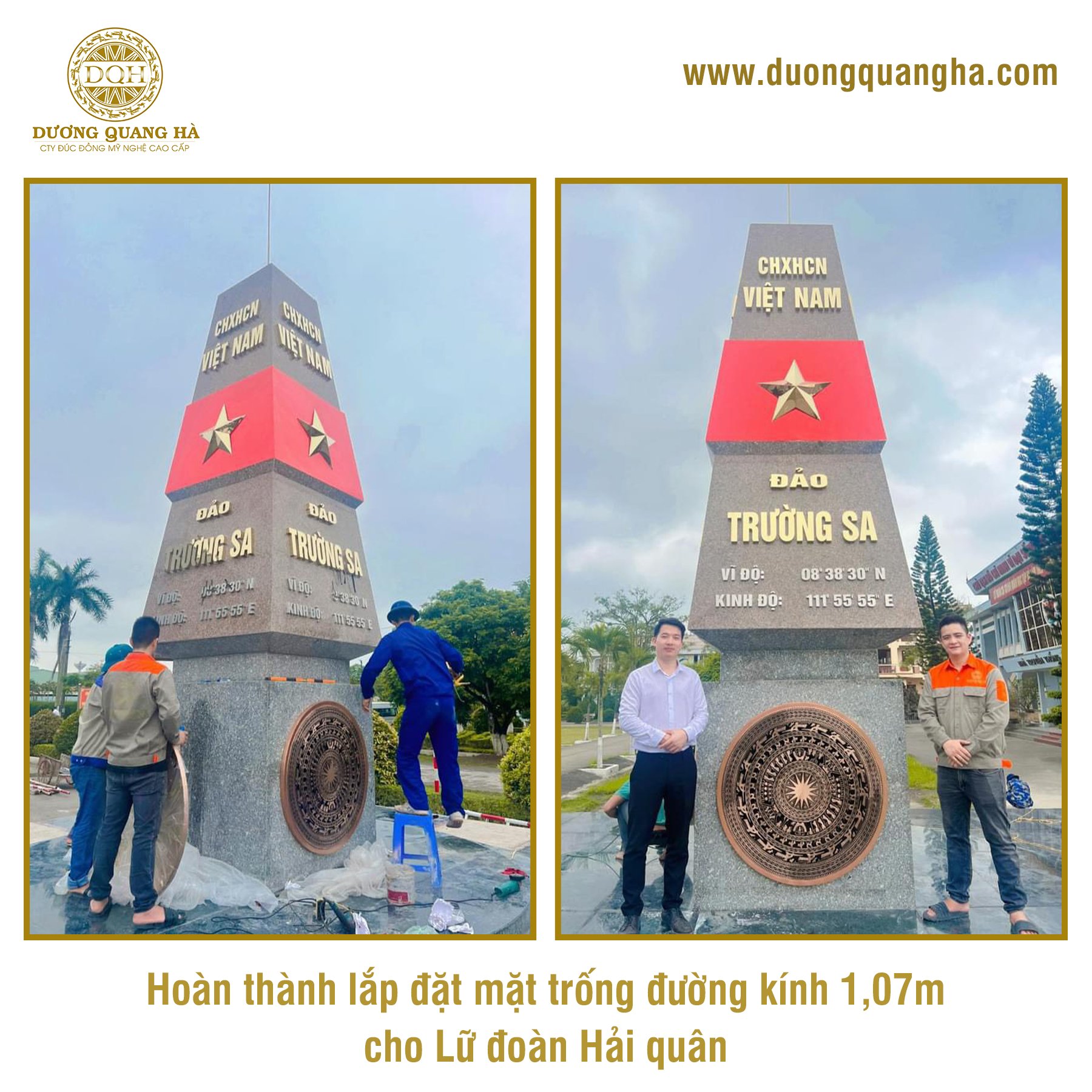 LẮP ĐẶT MẶT TRỐNG ĐỒNG TẠI BIA CHỦ QUYỀN ĐẢO TRƯỜNG SA, LỮ ĐOÀN HẢI QUÂN