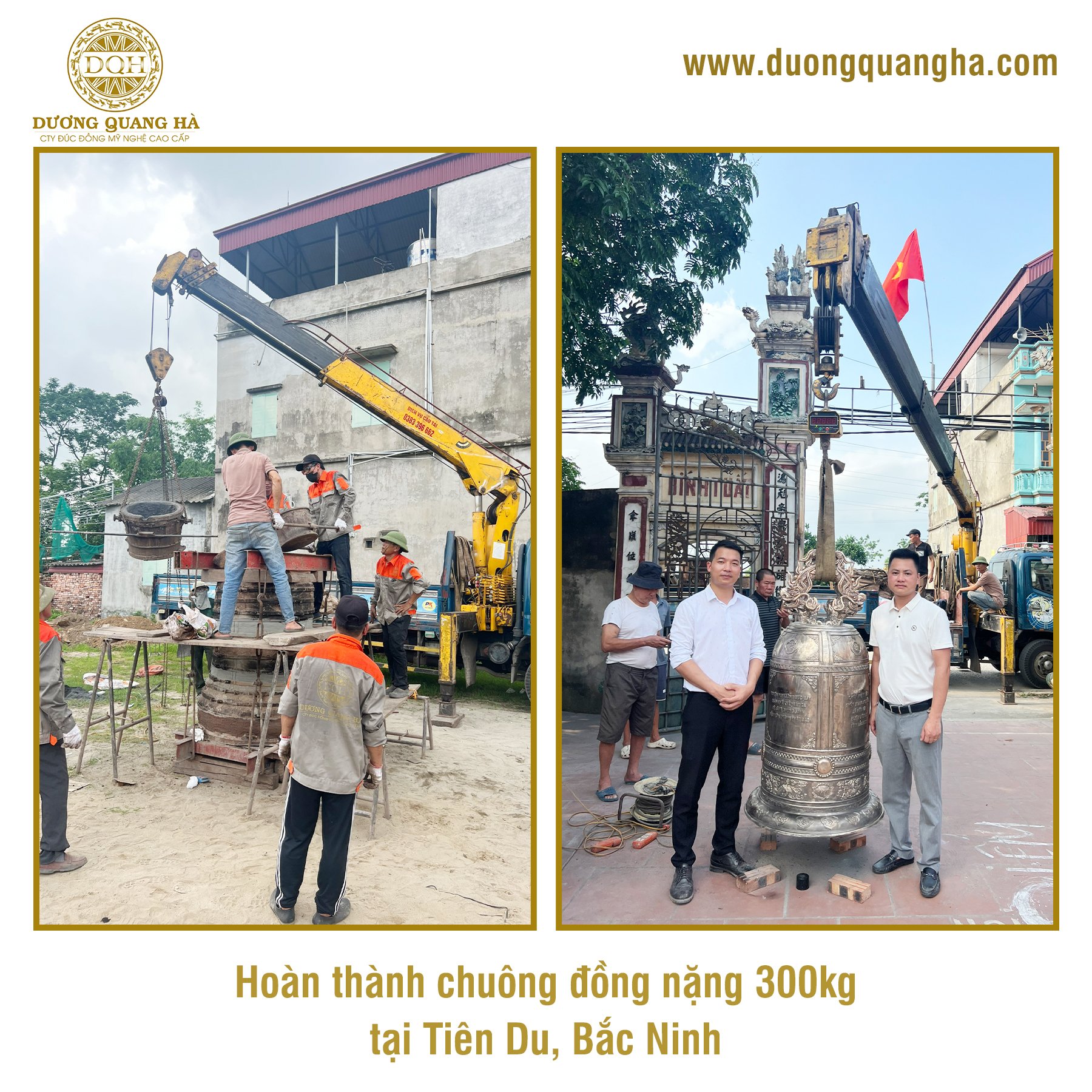 HOÀN THÀNH CHUÔNG ĐỒNG NẶNG 300KG TẠI CHÙA MINH TÂN, TIÊN DU, BẮC NINH