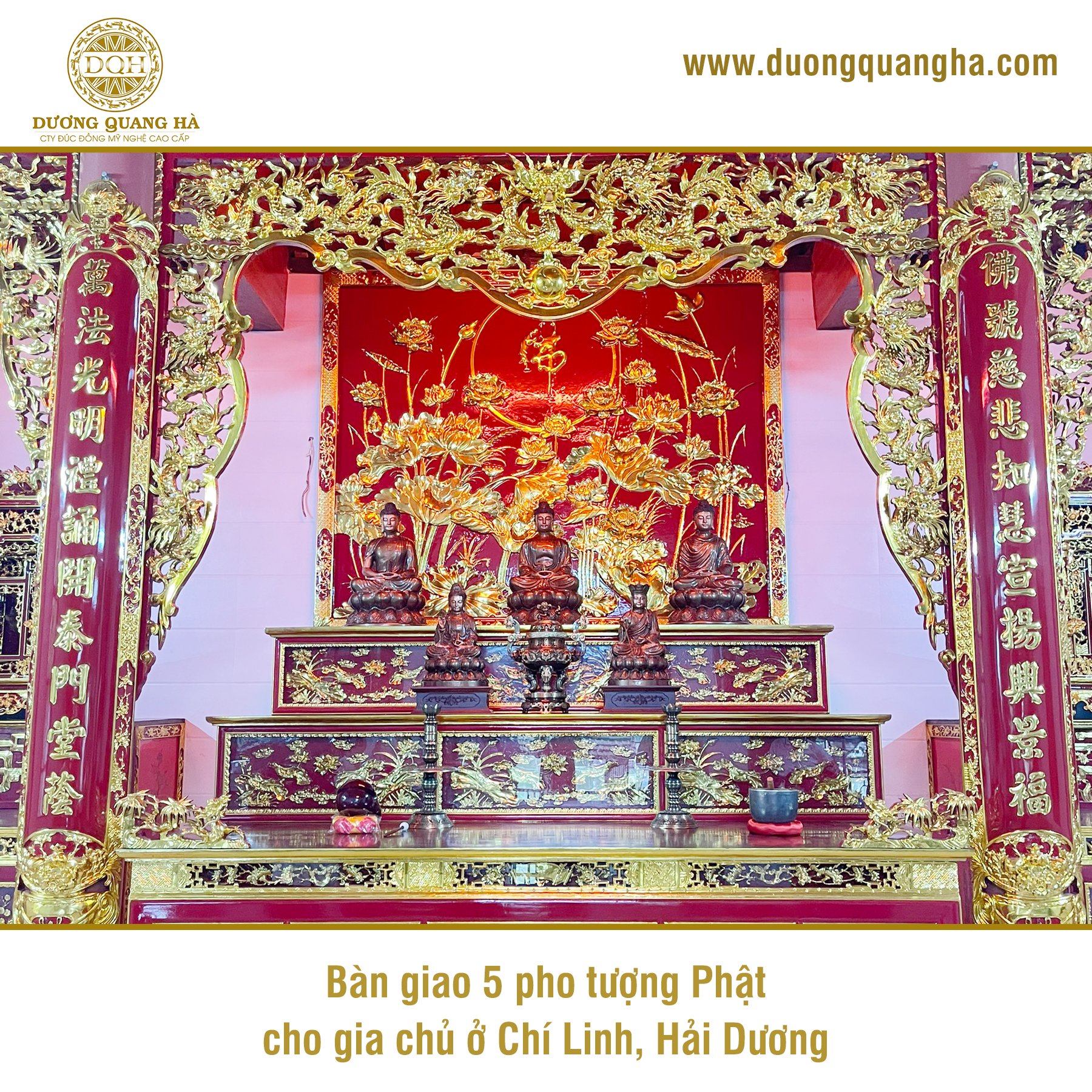 BÀN GIAO 5 PHO TƯỢNG PHẬT CHO GIA CHỦ Ở CHÍ LINH, HẢI DƯƠNG