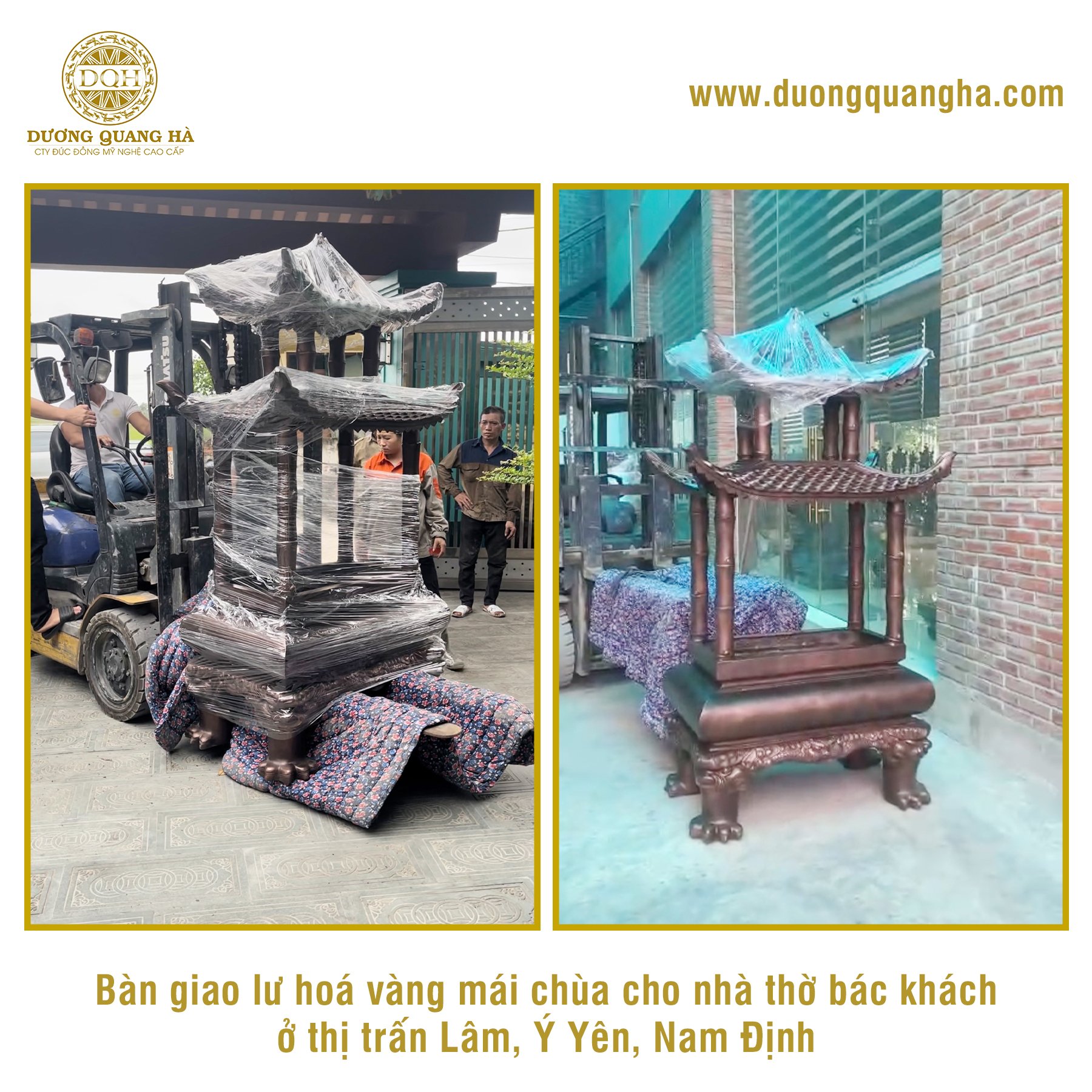 BÀN GIAO LƯ HÓA VÀNG MÁI CHÙA CHO NHÀ THỜ CỦA KHÁCH HÀNG Ở Ý YÊN, NAM ĐỊNH