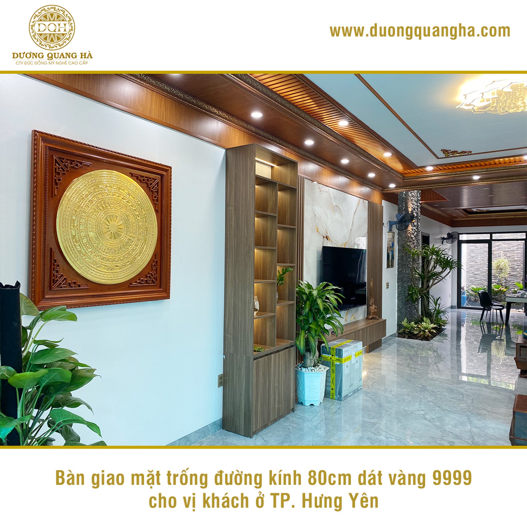 BÀN GIAO VÀ LẮP ĐẶT MẶT TRỐNG ĐỒNG DÁT VÀNG 9999 TẠI TP. HƯNG YÊN
