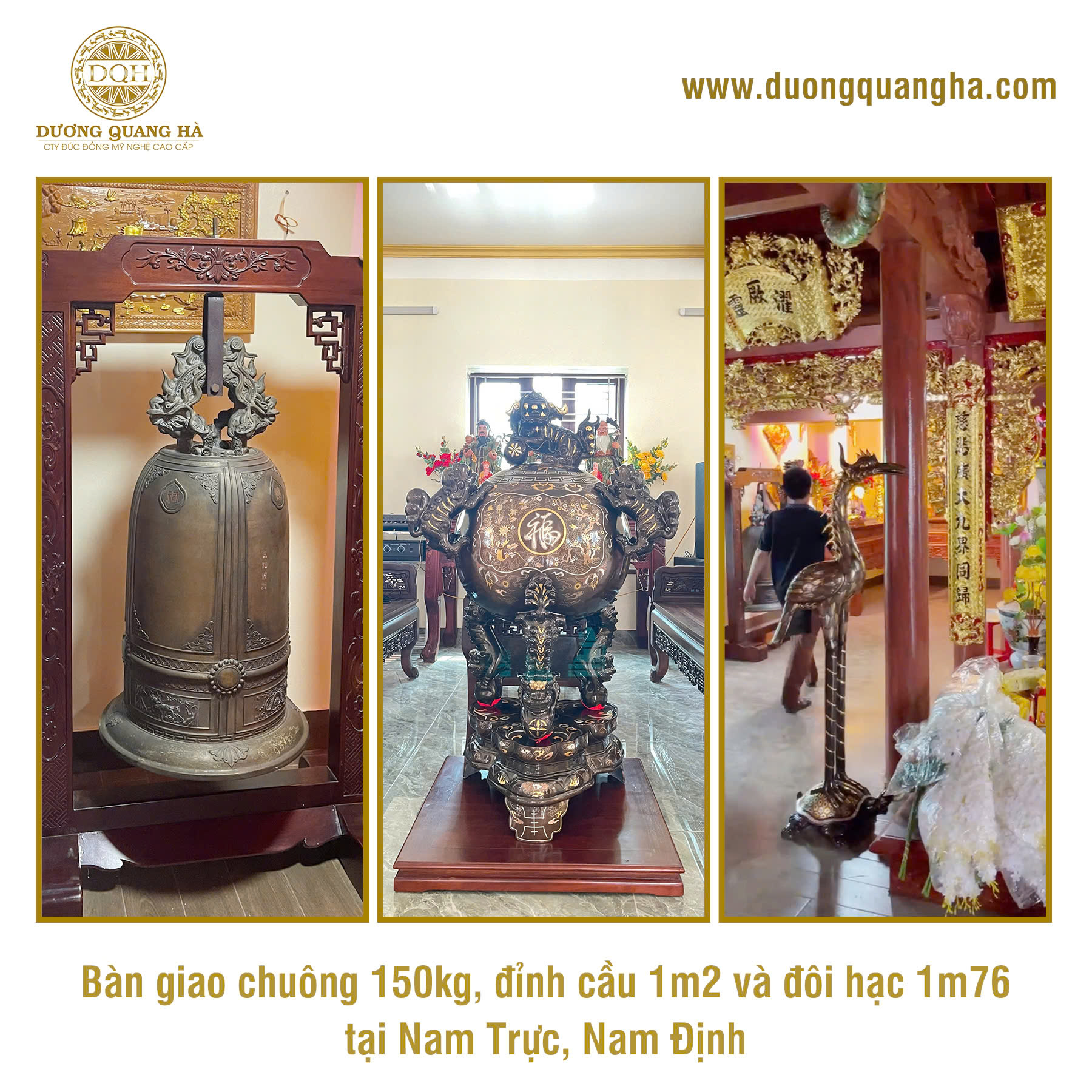 BÀN GIAO CHUÔNG ĐỒNG, ĐỈNH CẦU VÀ ĐÔI HẠC TẠI GIA ĐÌNH KHÁCH HÀNG Ở NAM TRỰC, NAM ĐỊNH