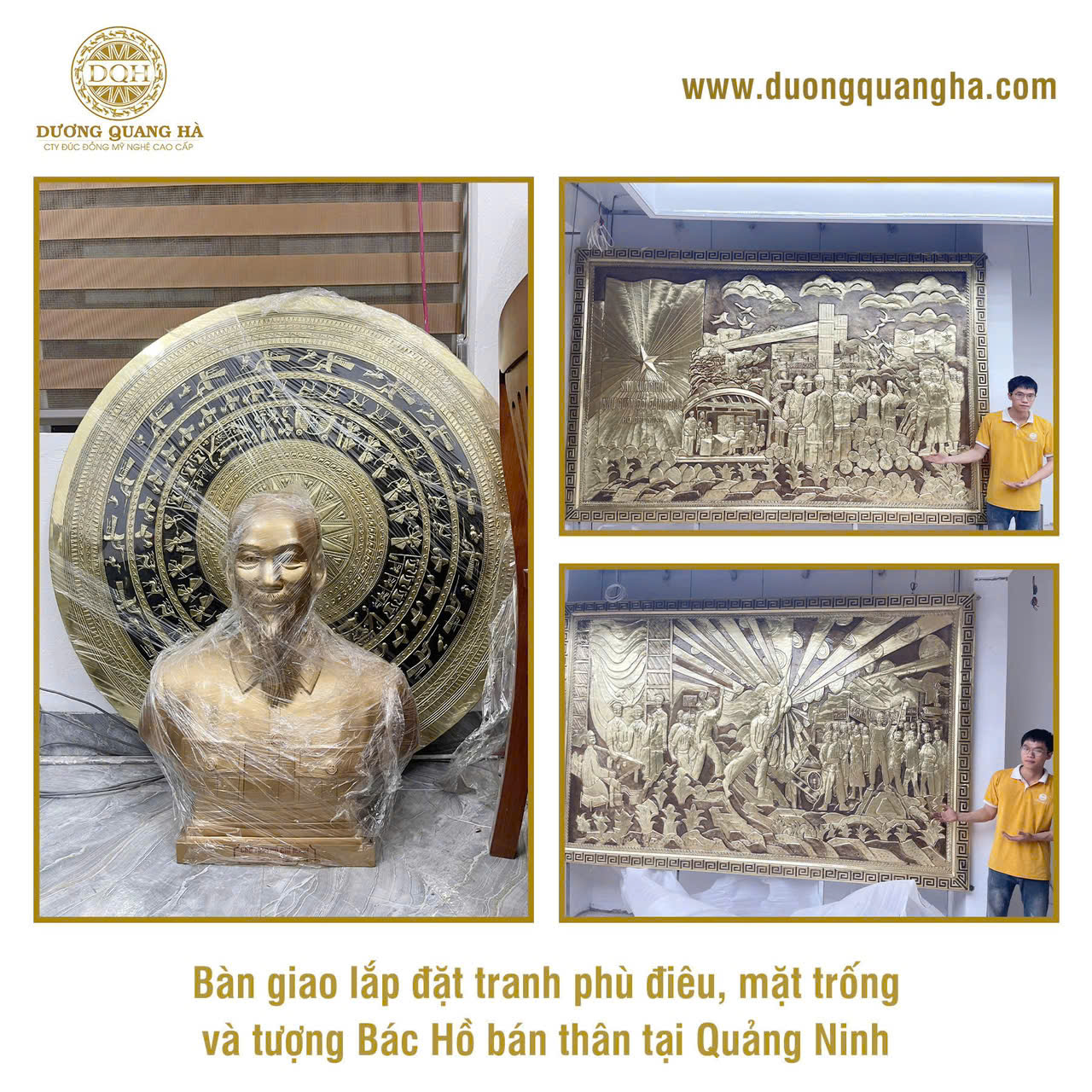 BÀN GIAO, LẮP ĐẶT TƯỢNG BÁC HỒ, TRANH PHÙ ĐIÊU VÀ MẶT TRỐNG ĐỒNG TẠI QUẢNG NINH