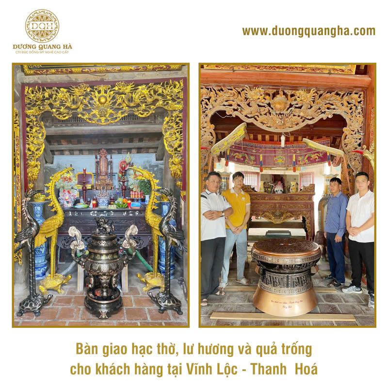 BÀN GIAO HẠC ĐỒNG, LƯ HƯƠNG VÀ TRỐNG ĐỒNG TẠI ĐỀN THỜ Ở VĨNH LỘC, THANH HÓA