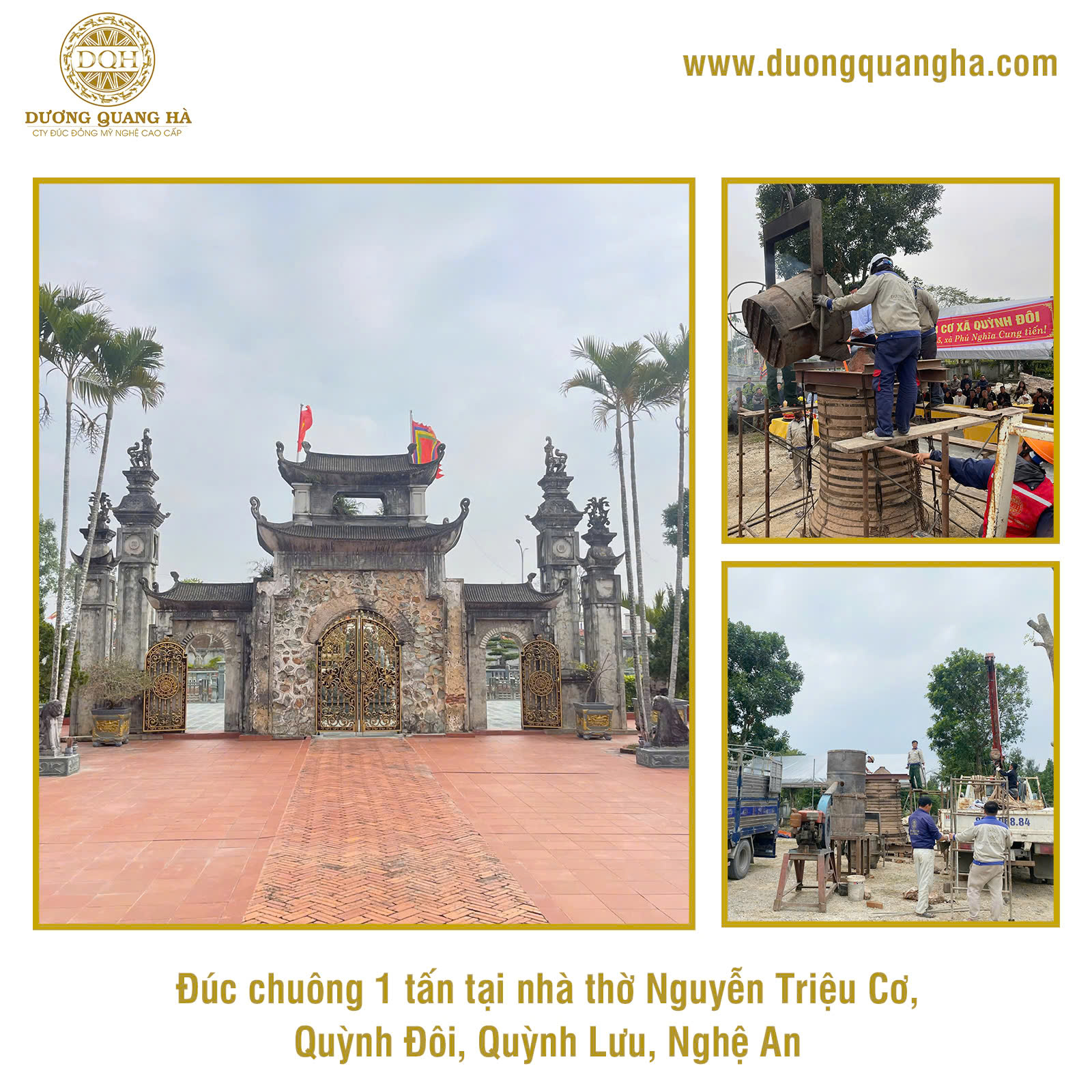 LỄ ĐÚC CHUÔNG ĐỒNG NẶNG 1 TẤN CHO NHÀ THỜ HỌ TẠI QUỲNH ĐÔI, QUỲNH LƯU, NGHỆ AN