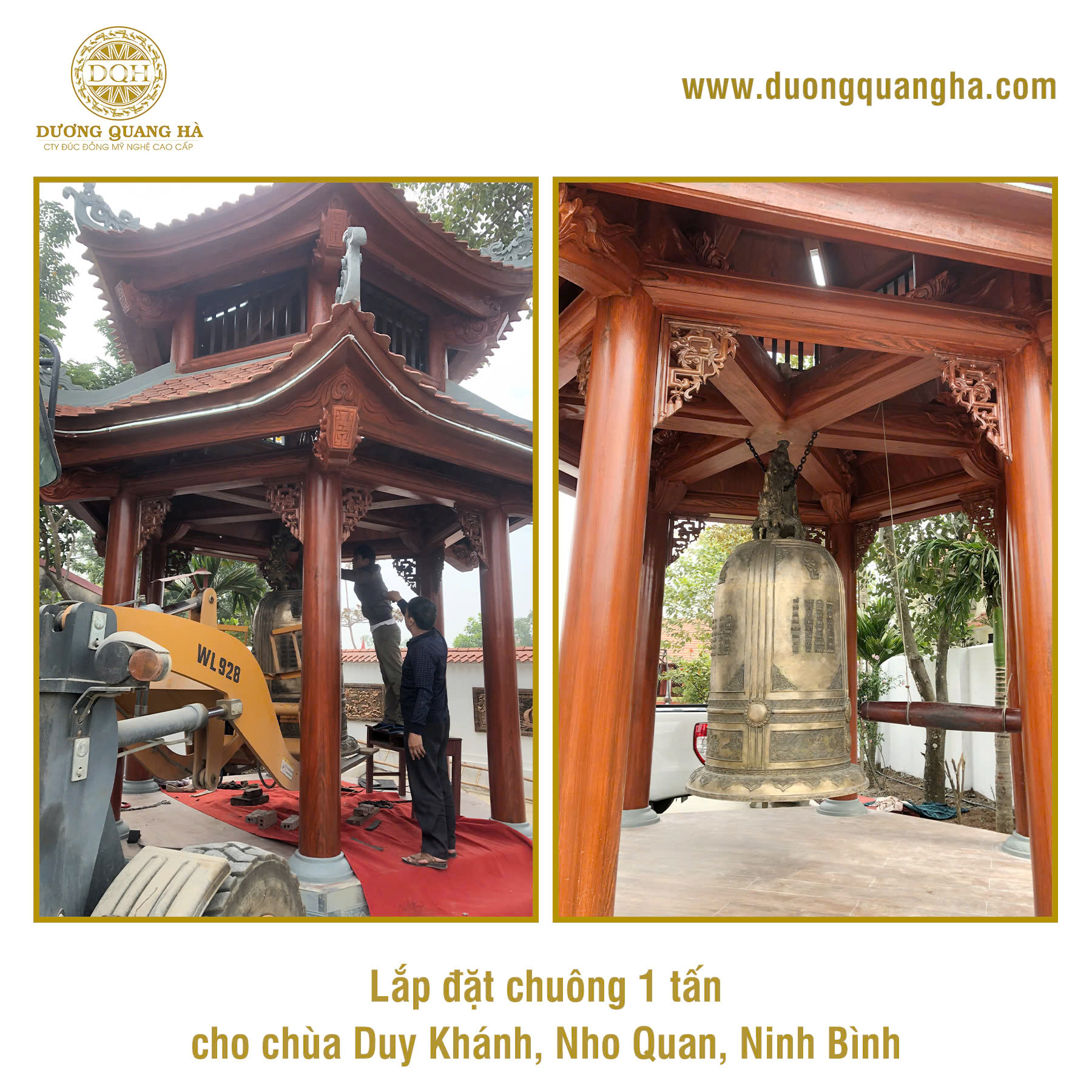 LẮP ĐẶT CHUÔNG ĐỒNG NẶNG 1 TẤN CHO CHÙA DUY KHÁNH, NINH BÌNH