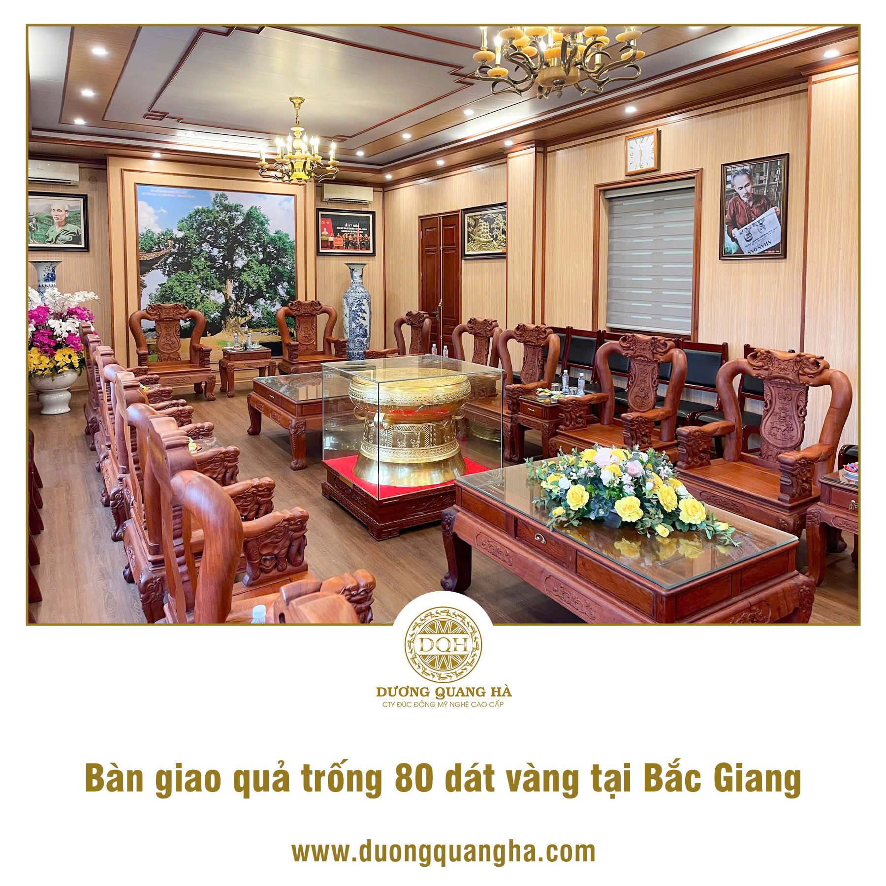 BÀN GIAO QUẢ TRỐNG ĐỒNG DÁT VÀNG TẠI BẮC GIANG