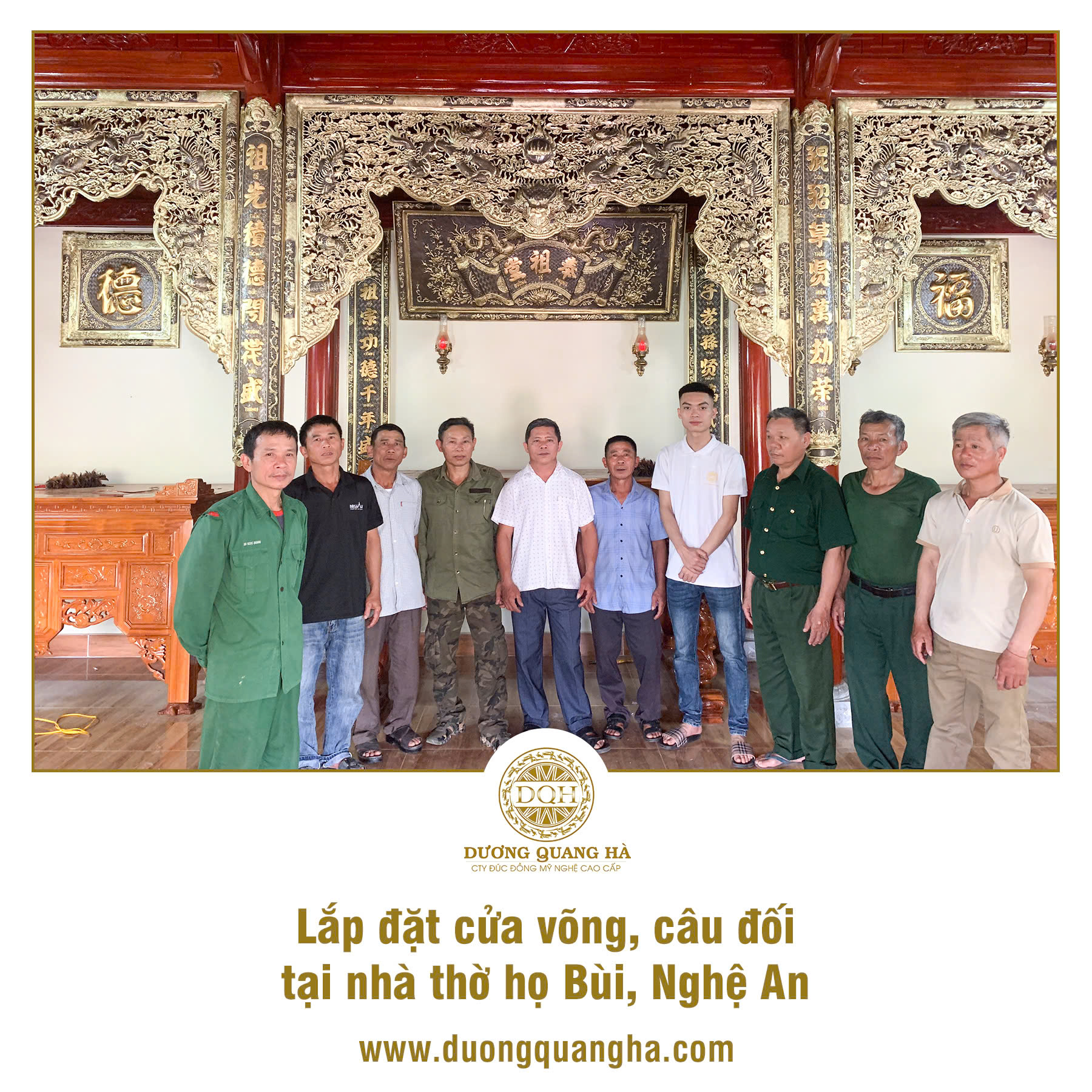 HOÀN THÀNH LẮP ĐẶT CỬA VÕNG VÀ CÂU ĐỐI CHO NHÀ THỜ HỌ BÙI, NGHỆ AN