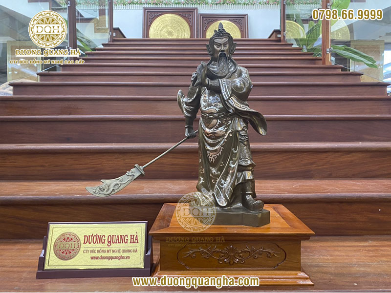 Tượng đồng Quan Vân Trường - Quan Vũ khảm bạc