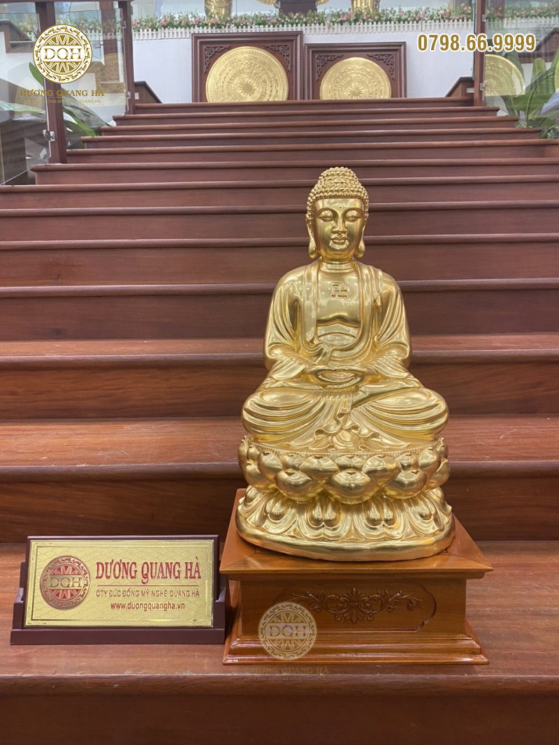 Tượng Phật A Di Đà cao 42cm dát vàng 9999