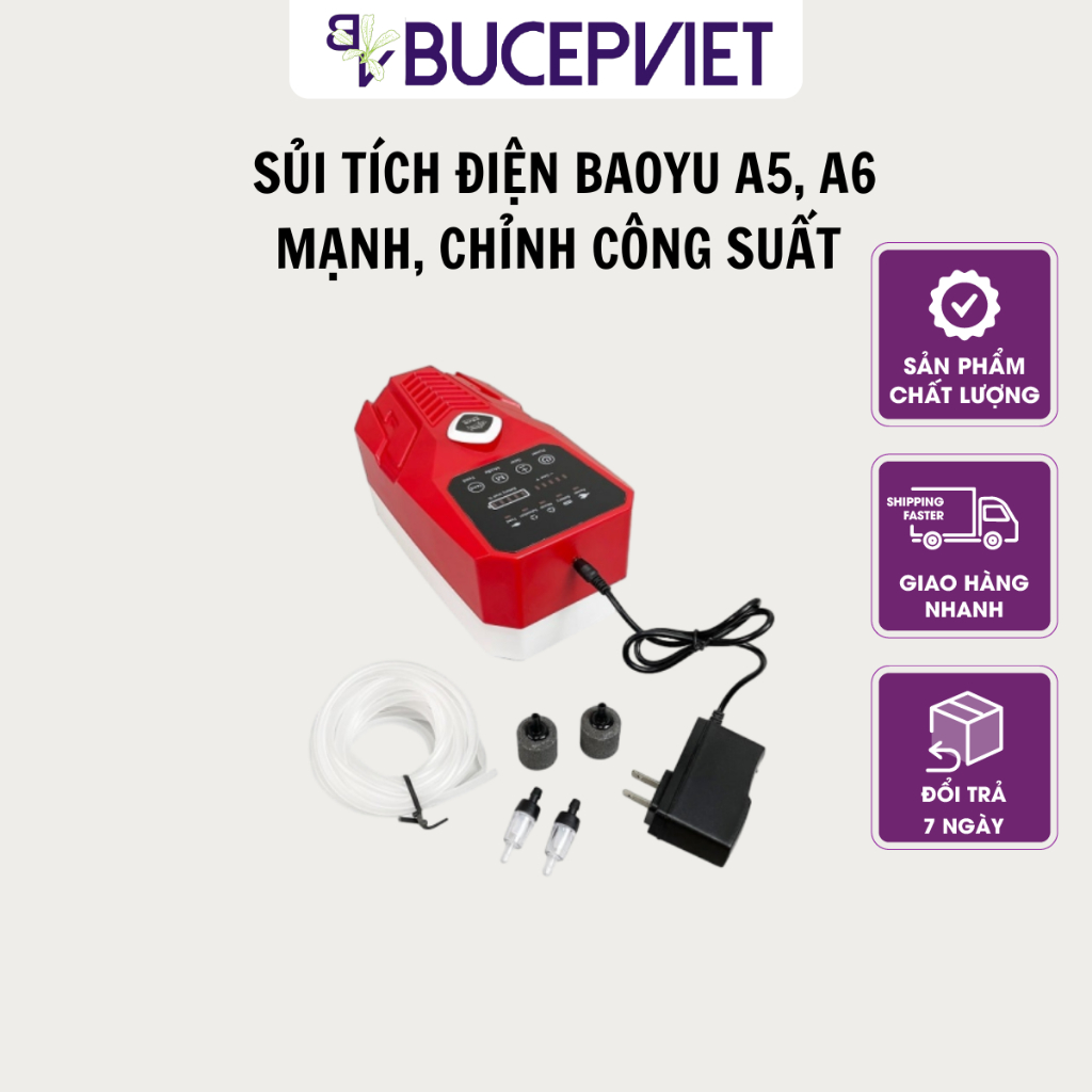 Máy sủi oxy tích điện Baoyu BY-A3 / BY-A5 / BY-A6 – Siêu bền, có năng lượng mặt trời