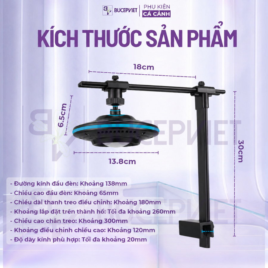 Kích thước đèn UFO Mini Baoyu