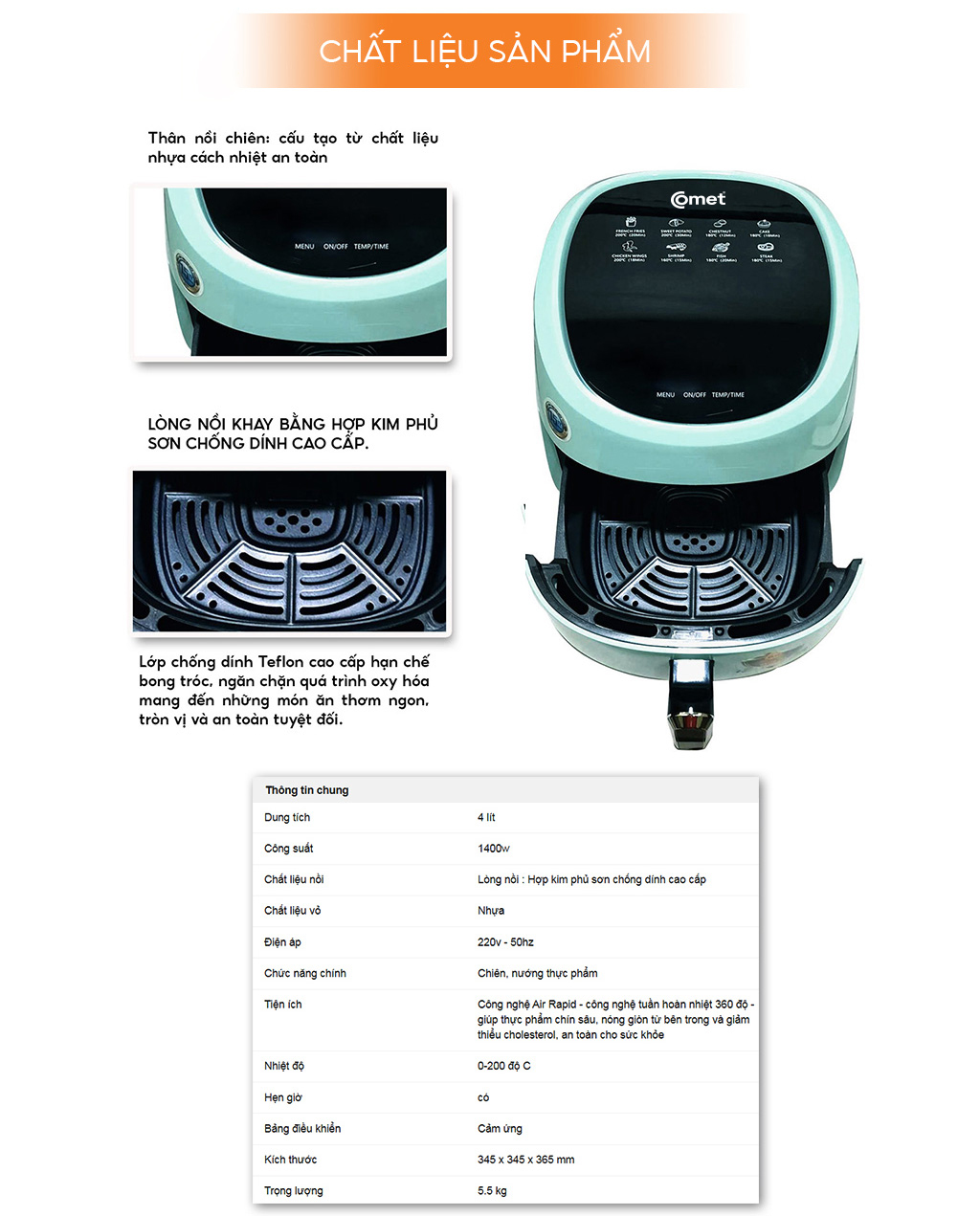NỒI CHIÊN KHÔNG DẦU CM6838