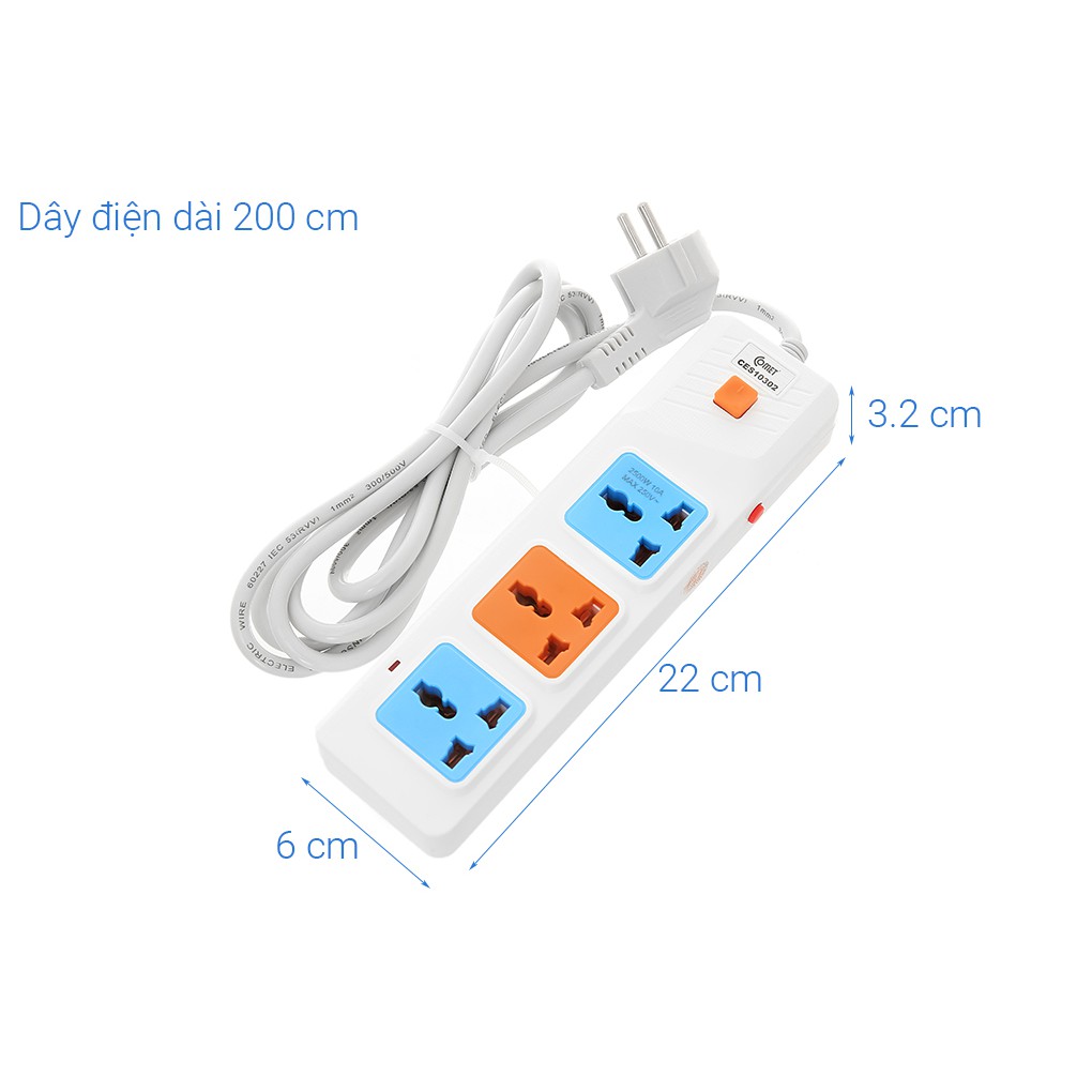 Ổ CẮM NỐI DÀI CES10302 DÂY 2 MÉT