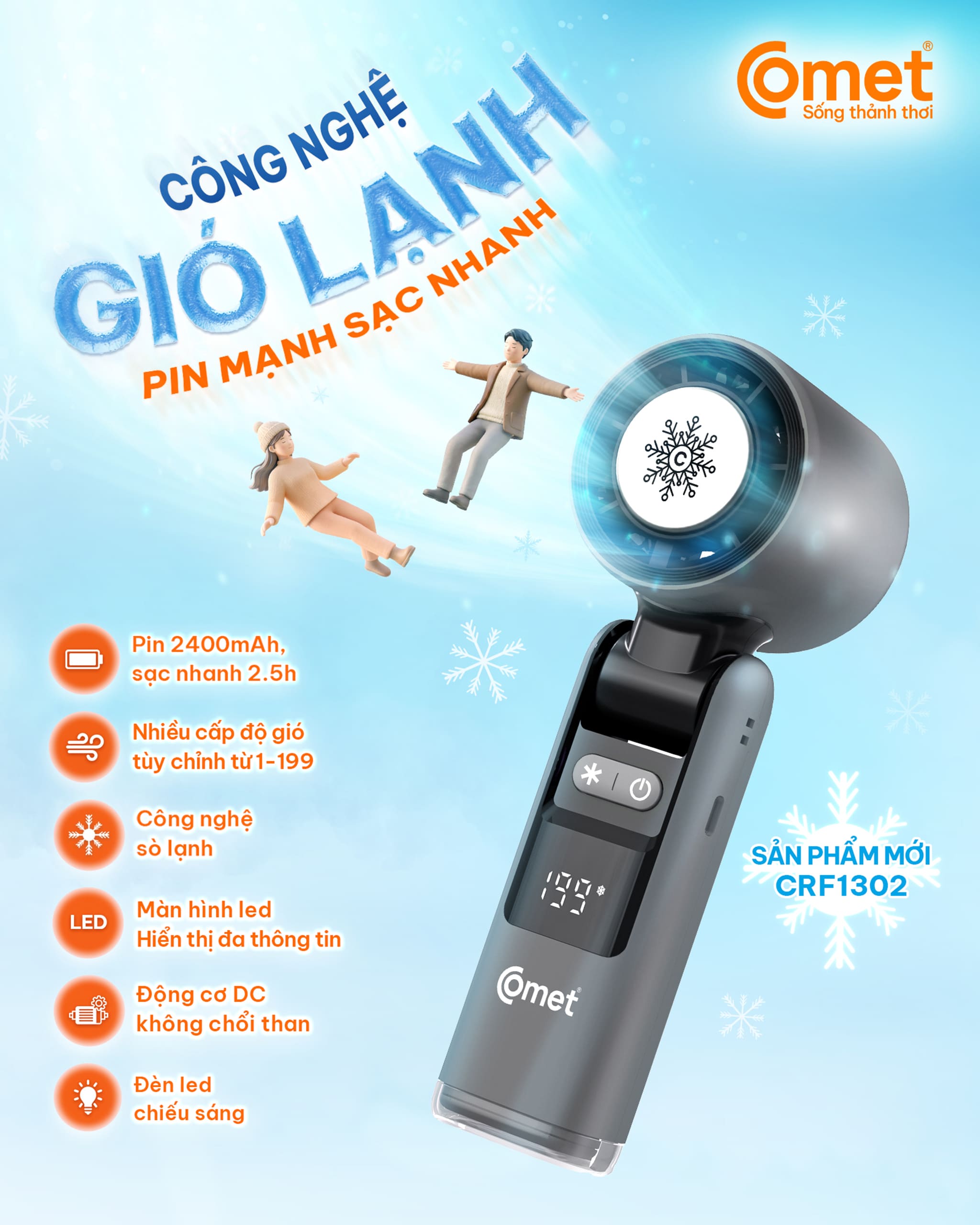 QUẠT SẠC COMET CRF1302