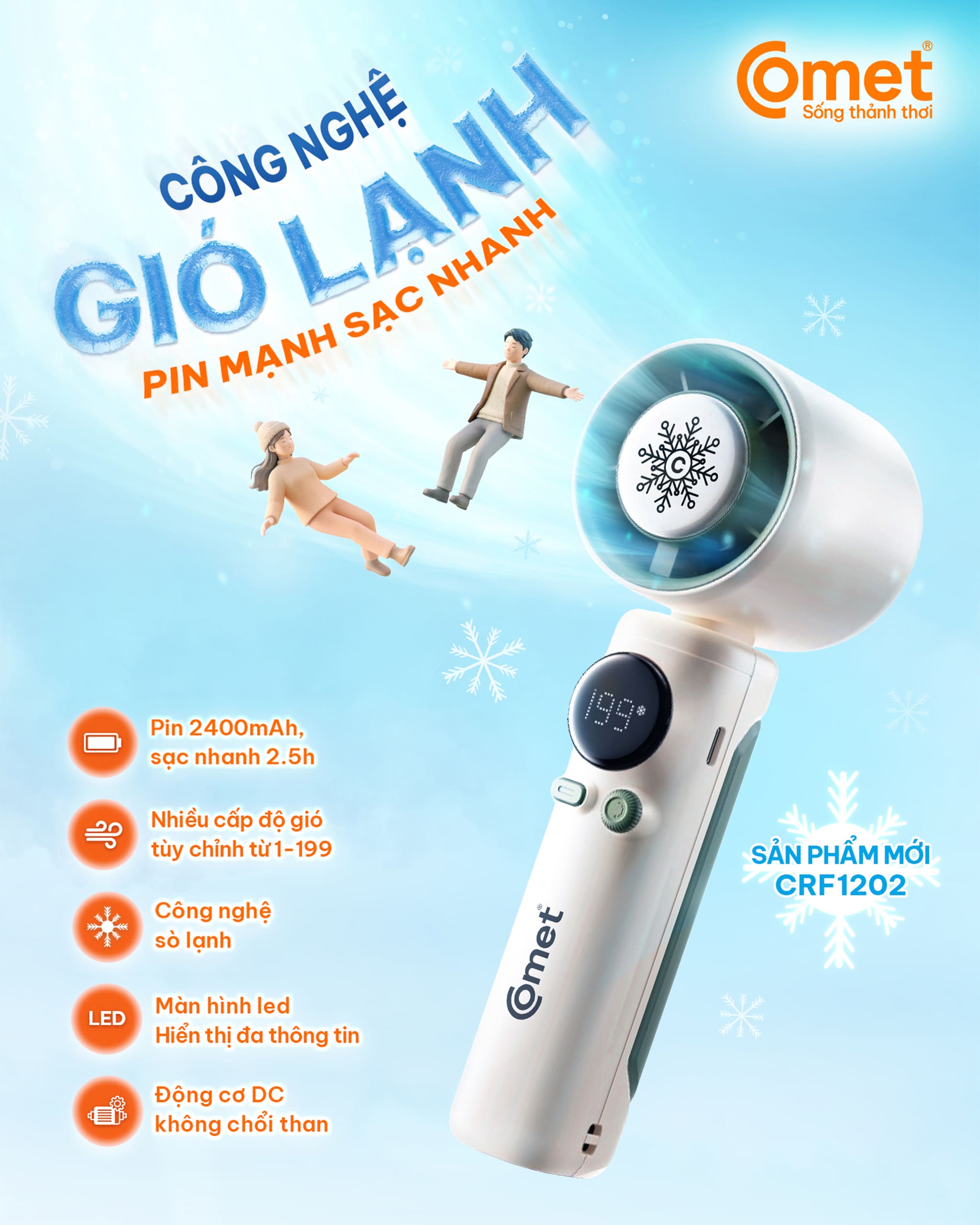 QUẠT SẠC COMET CRF1202