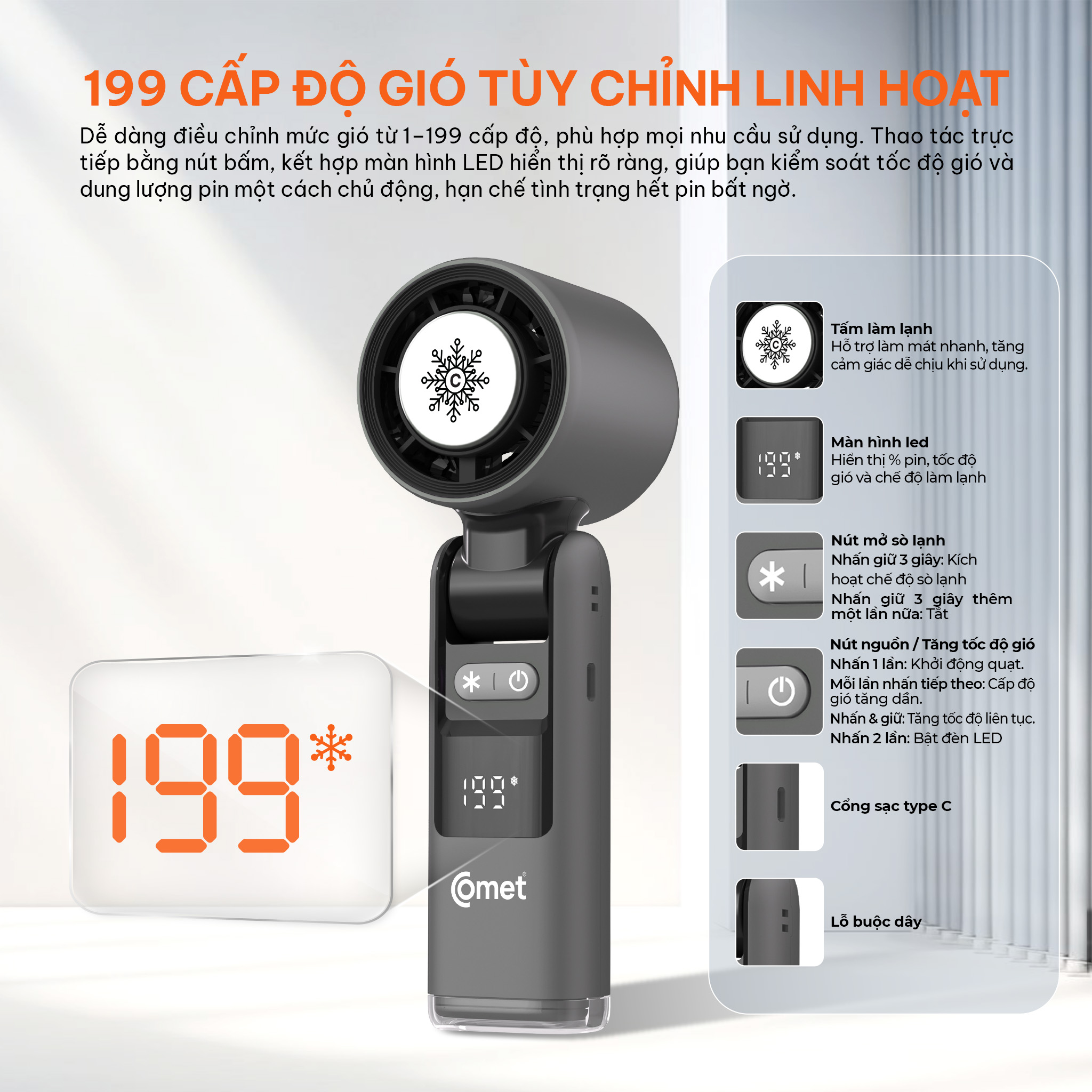 QUẠT SẠC COMET CRF1302