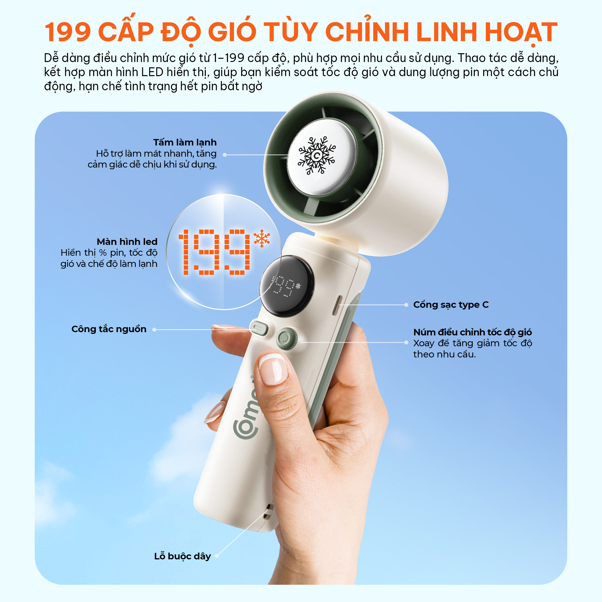 QUẠT SẠC COMET CRF1202