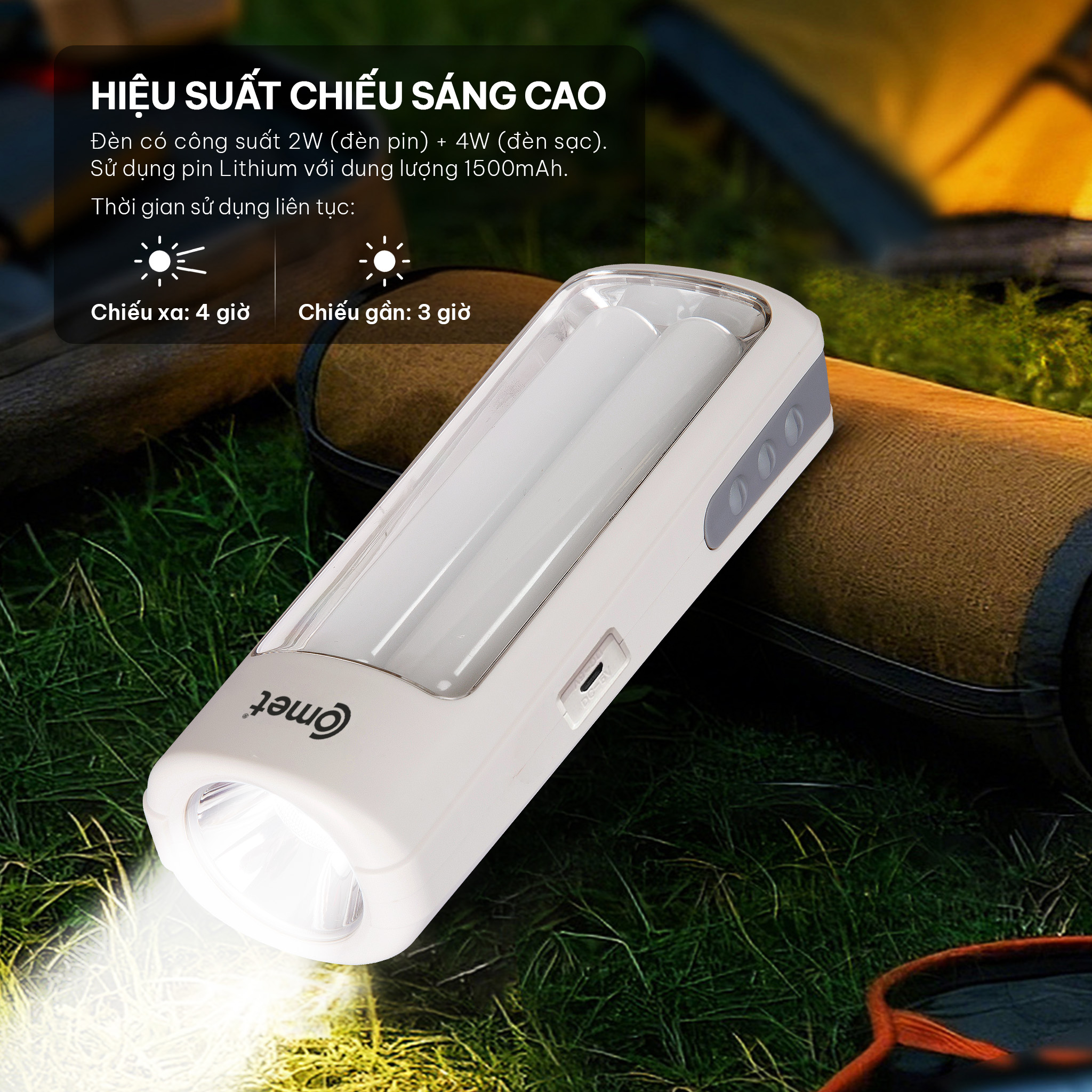 ĐÈN PIN SẠC LED COMET CRT456