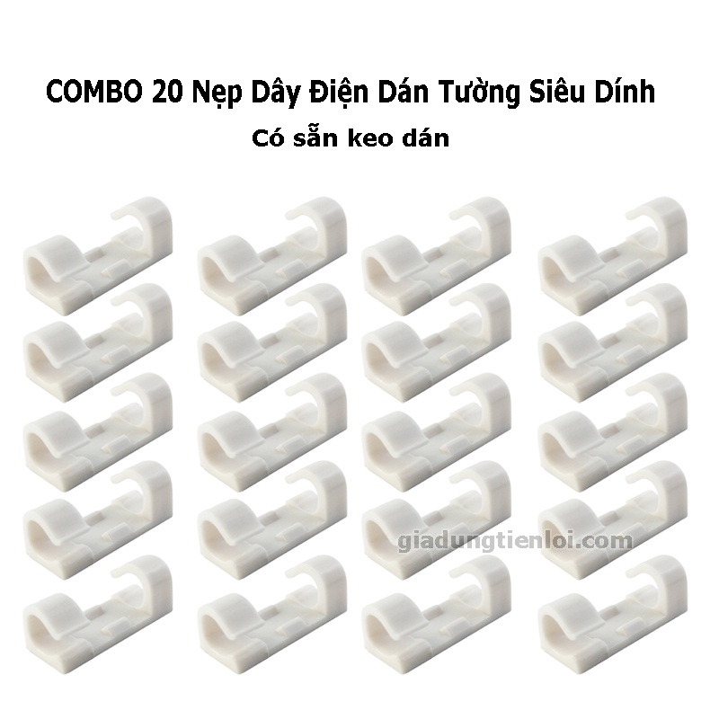 Combo 20 Nẹp Dây Điện Dán Tường Siêu Dính