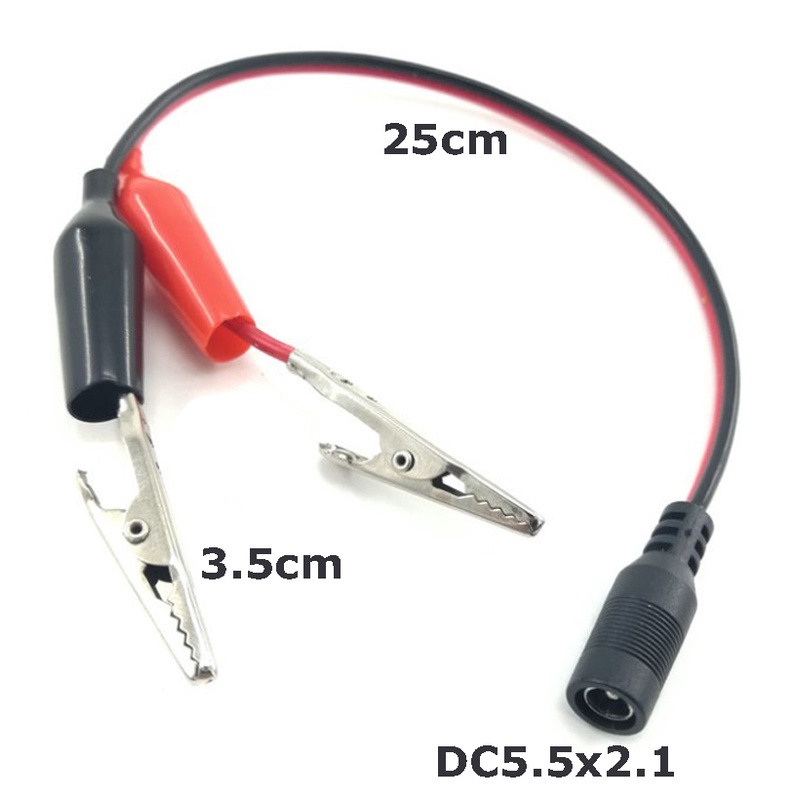 Dây nguồn giắc DC5.5x2.1 đực cái - kẹp cá sấu 3.5cm