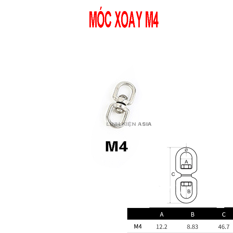 Móc xoay inox đa năng hình số 8, móc treo chống rối xoay 360 độ