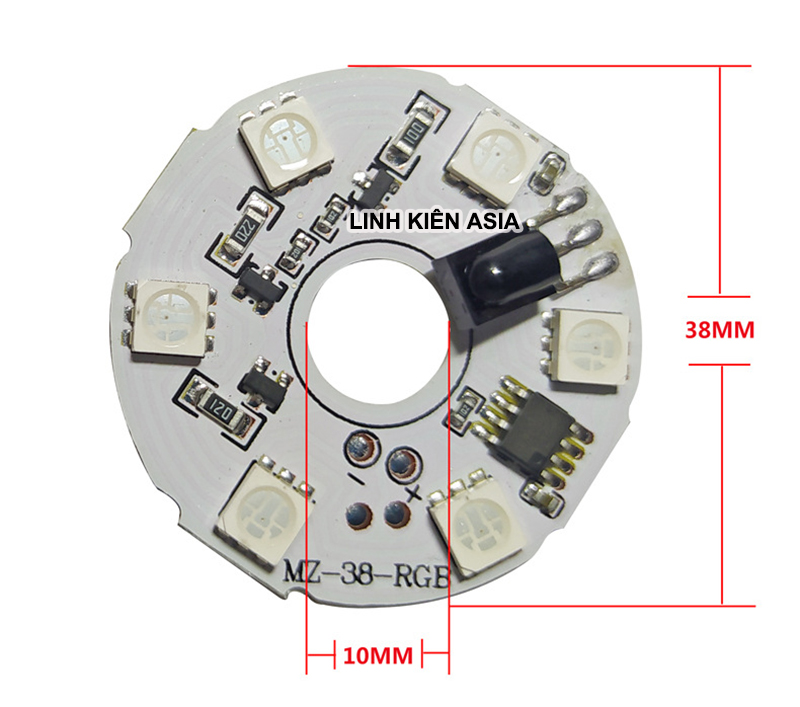 Mạch 6 Led (16 màu) điện áp 5V, có remote điều khiển chế đèn trang trí (remote)