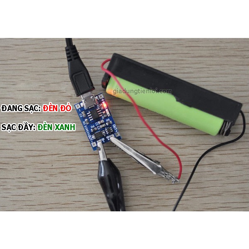 Mạch Sạc Pin Lithium - Li-ion - 18650 TP4056 cổng MicroUSB