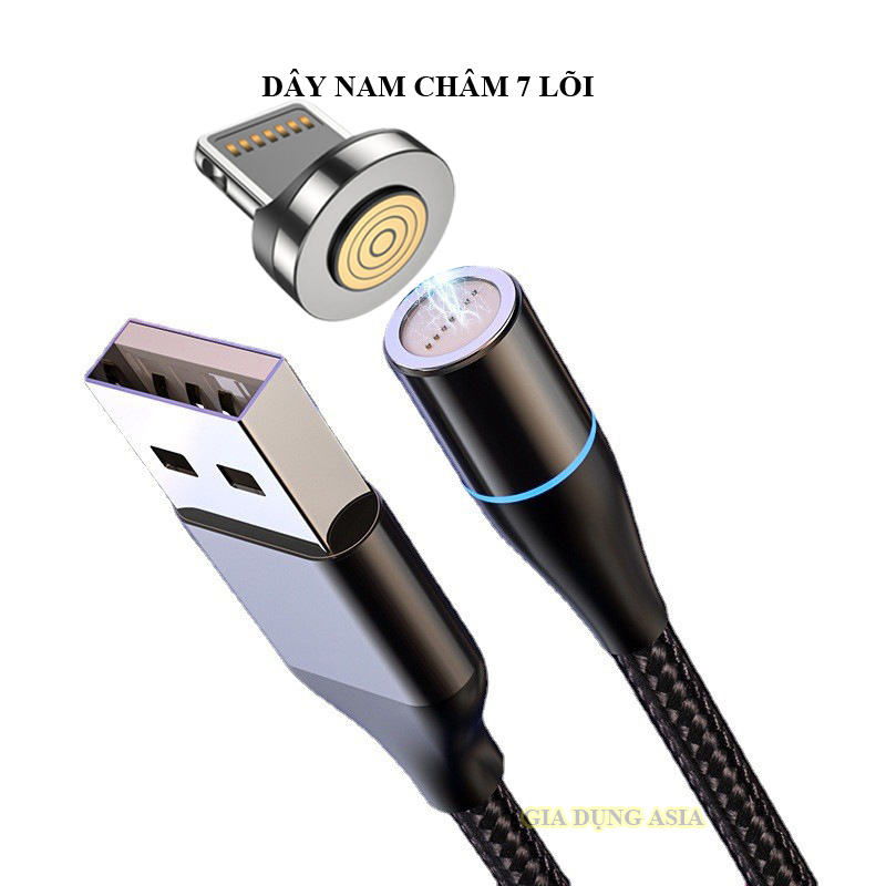 Cáp dữ liệu 7 lõi - sạc nhanh 3A - dây nam châm kết nối điện thoại