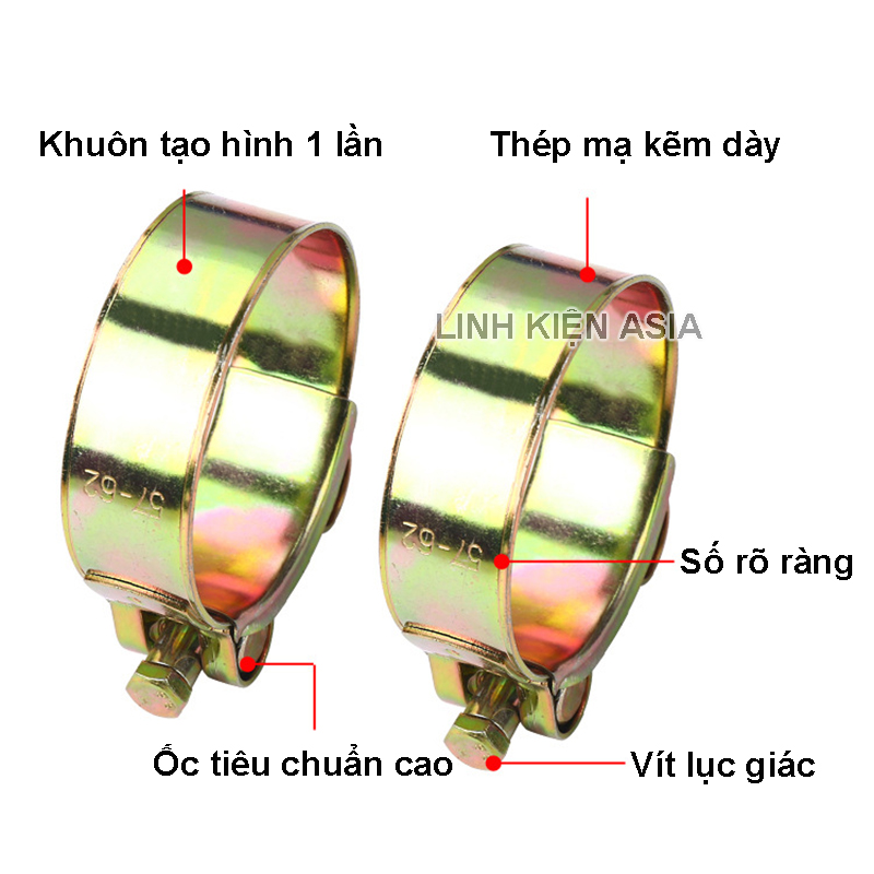 Vòng siết ống mạ kẽm chắc chắn, kẹp ống chịu lực sắt dày