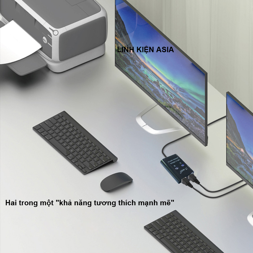 Bộ chia 2 Cổng USB Swtiches 2 máy tính dùng chung 1 máy in