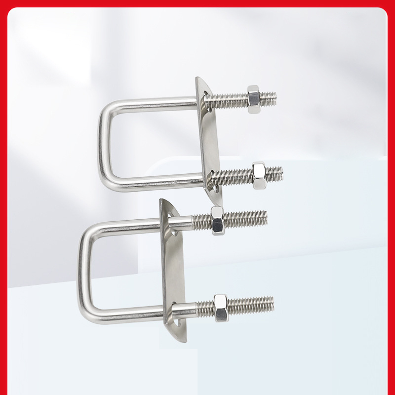 Kẹp chữ U Inox 304 – Bộ U-bolt 304 hình vuông bắt ống, khung thép, trụ cột