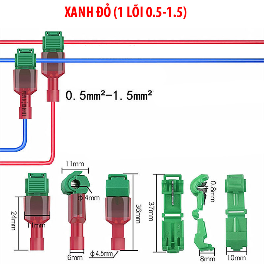 Đầu nối nhanh dây điện (tùy chọn dây 1 lõi hoặc nhiều lõi) không cần cắt dây 0.5-4.0mm vuông