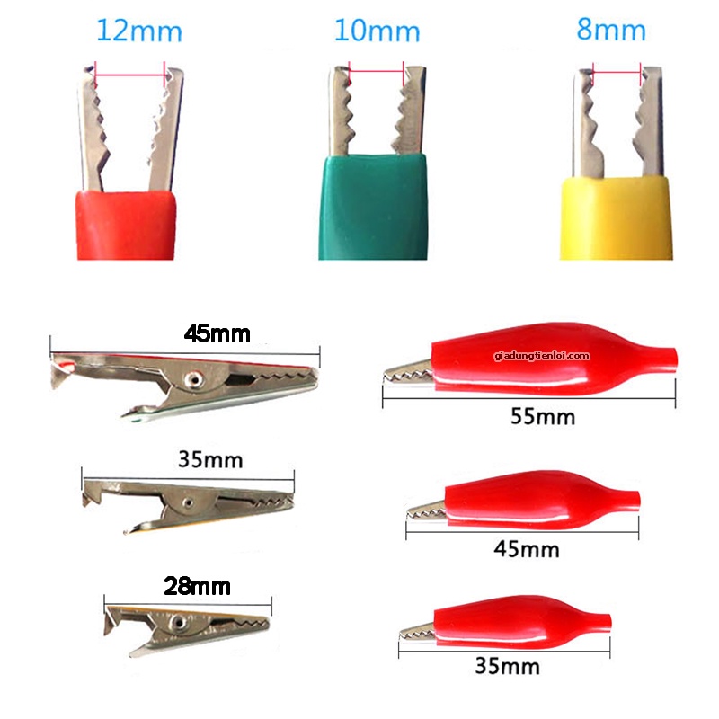 Cặp đầu kẹp cá sấu đỏ + đen