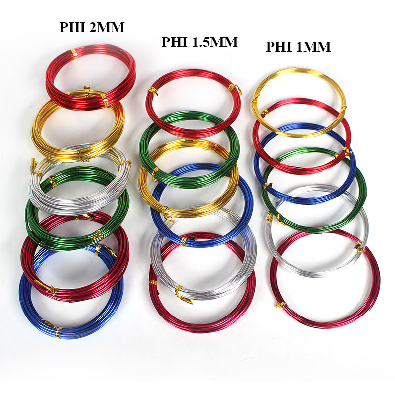 Cuộn 5 mét dây nhôm uốn làm mỹ thuật handmade màu sắc đa dạng